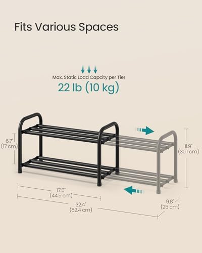 SONGMICS Expandable Shoe Rack, 2-Tier Shoe Organizer, Holds 4-8 Pairs - Image 5
