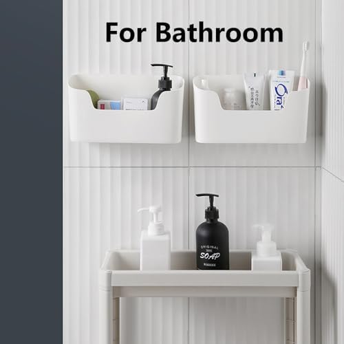 Bawuie Adhesive Cabinet Door Organizer, Lid Organizer for Food Storage Container Lid, Wall Mounted Over Pantry Door Organizer Bin Holder Caddy for Plastic Lid Kitchen Bathroom, White, 2 Pack - Image 4