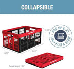 CleverMade Collapsible Utility Crates - Red 1pck 45L / 11 Gal holds 66 lbs - Stackable Containers Heavy Duty Capacity Crates Space-Saving Baskets - Image 2