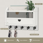 Nekon Key and Mail Holder for Wall, Key Organizer with Drawer, White - Image 2