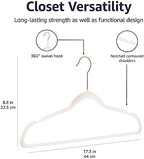 Amazon Basics Space Saving Slim Velvet Non-Slip Suit Clothes Hangers, Sturdy Construction, Closet Organizer, Pack of 50, Blush Pink/Rose Gold - Image 5