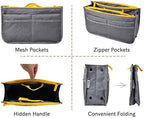 Vercord Purse Organizer Insert for Handbags Bag Organizers Inside Tote Pocketbook Women Nurse Nylon 13 Pockets Grey Small - Image 4