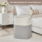 AINUOQI Laundry Basket with Handles - Blanket Basket & Hampers for Bedroom Aesthetic, Laundry Hamper & Blanket Storage for Living Room, Clothes Hamper, Tall,Large 21.7" x 16.9" x 11.8”, Light Grey - Image 6