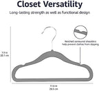 Amazon Basics Kids Velvet Non-Slip Space Saving Clothes Hangers with Shoulder Notches, Sturdy Closet Organizer for Baby/Toddler, 11.6", Gray, 30-Pack - Image 4
