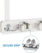 BS-VOG Over the Door Broom and Mop Holder, Broom Hanger, 4 Slots & 4 Hooks - Image 4