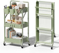 Foldable 3 Tier Rolling Cart, Metal Utility Cart with Wheels by Johgee