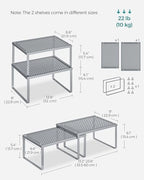 SONGMICS Set of 2 Metal Spice Racks, Stackable Expandable Shelf Risers - Image 2