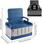 Versatile Foldable Seatable Car Organizer Box 60L Heavy Duty Storage Bins With Lids Trunk,Durable Plastic, Folding Camping Chairs (blue) - Image 4