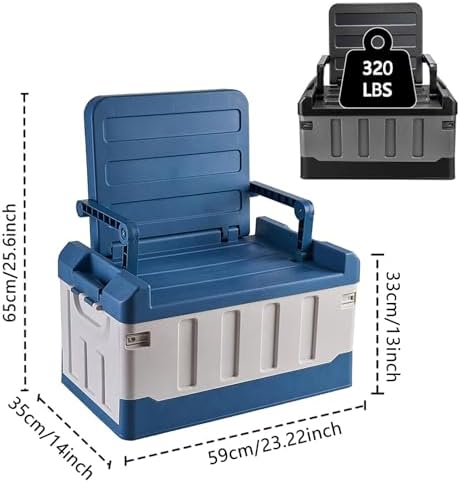 Versatile Foldable Seatable Car Organizer Box 60L Heavy Duty Storage Bins With Lids Trunk,Durable Plastic, Folding Camping Chairs (blue) - Image 4