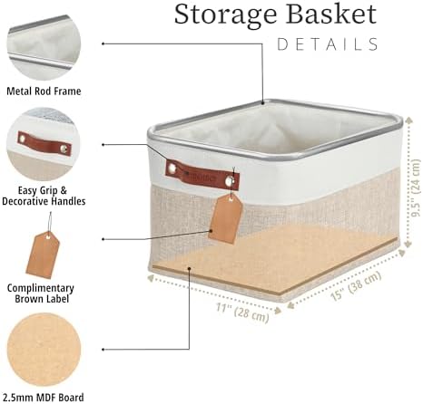 DECOMOMO Storage Bins, Large Fabric Storage Baskets for Shelves 3 Pack - Image 3