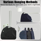 Hat Rack for Wall 2 Pack White, 4.9in Long Hooks Baseball Cap Organizer, Space Saving Ball Cap Storage for Closet Door Bedroom Entryway, Multi-Purpose Hook Holder for Scarves Bags Blankets - Image 6