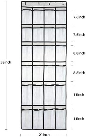 SAVERHO Over the Door Shoe Organizer, Hanging Shoe Organizer with 24 Mesh Large Pockets Door Shoe Rack Organizer for Men Women Kids Hanging Shoe Storage Bag.(White) - Image 2
