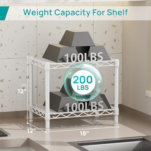 SINGAYE Small Shelves Kitchen Storage Shelf Wire Shelving Metal Adjustable - Image 3