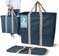 CleverMade Collapsible Laundry Caddy LUXE, 64L Pop-Up Hamper, 2 Pack, Navy by CleverMade