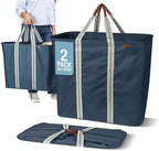 CleverMade Collapsible Laundry Caddy LUXE, 64L Pop-Up Hamper, 2 Pack, Navy by CleverMade