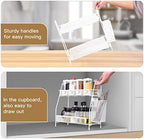 Bathroom Countertop Organizer with Basket, 2-Tier Bathroom Tray for Countertop Storage Shelf, Vanity Organizer and Storage Kitchen Counter Organizers Spice Rack(White) - Image 4