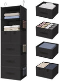 6-Shelf Hanging Closet Organizer with 5 Drawers, Non-Woven Storage, Black | Spacious compartments sort clothes & undergarments; foldable drawers add hidden storage for closets, wardrobes or RVs. by Bosuelife