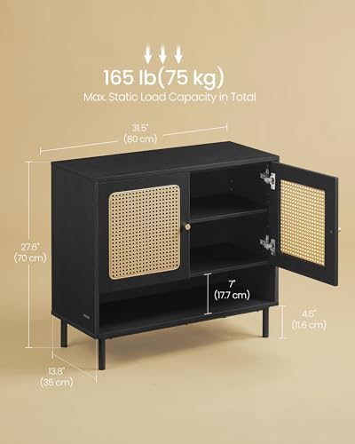 VASAGLE Natural Rattan 3-Tier Shoe Cabinet, 9-12 Pair - Image 3