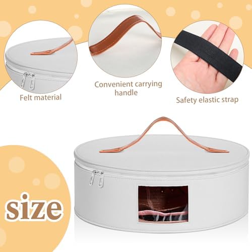Chunful Hat Box for Women Storage Cowboy Hat Box, White, Height 6.3 Inches - Image 3