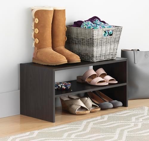 Whitmor Stackable 31" Extra Wide 2-Shelf Storage Organizer, Espresso，2 Pack - Image 2