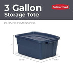 Rubbermaid Roughneck Tote 3 Gal, 6 Pack, Made in USA, Dark Indigo Metallic, Rugged Plastic Stackable Storage Bins with Lids and Handles - Image 2