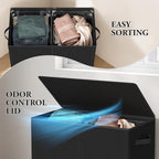 Simple Houseware Double Laundry Hamper with Lid & Removable Bags, Black - Image 6