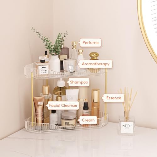 Lifewit 2 Tier Corner Bathroom Counter Organizers and Storage, Clear - Image 5