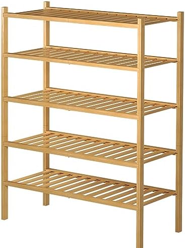 ROMGUAR CRAFT 5 Tier Bamboo Shoe Rack for Closet Free Standing Wood Shoe Shelf for Entryway Small Space Stackable 27"x11"x33" (Natural) - Image 7