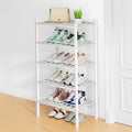 Smiry Bamboo Shoe Rack, 8 Vertical Slats, 5 Tier - 17.3" Wide, White by Smiry