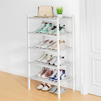 Smiry Bamboo Shoe Rack, 8 Vertical Slats, 5 Tier - 17.3" Wide, White by Smiry