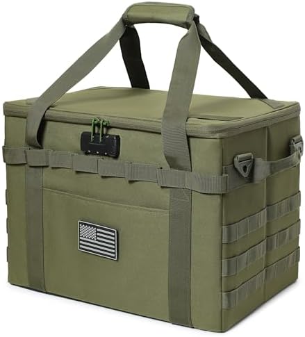 Tactical Camping Storage Bag - 38L Utility Tote Bag Organizer with Combination Lock and Shoulder Strap by Lemubeane