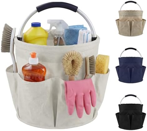 Cleaning Caddy with Handle, 17L Cleaning Supplies Organizer, Off-White by Unknown