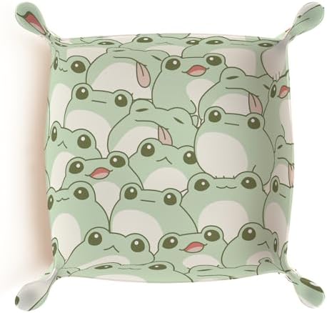 PU Leather Jewelry Valet Tray, Portable Catchall Tray for Keys, Wallet, Watch,Travel Jewelry Tray Organizer for Nightstand Desk Entryway Home Decor Gift for Women Men Cute Frogs - Image 6