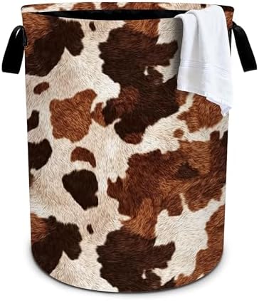 Cow Fur Print Laundry Basket Storage Bin Foldable Laundry Hamper Clothes Storage Bucket Organizer 19.6x15.7 Inch For Laundry Room/Bedroom/Bathroom by Bzocm