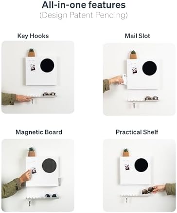 Key Holder Wall Mount and Mail Organizer - Hide Your Mail with a Modern and Minimal Look (White) - Image 4