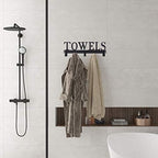 Kuhome Over The Door Hooks, Towel Holder for Bathroom, Door Mount Towel Rack Towel Hooks for Bedroom Beach Towels Bathrobe Wall Mount Hang on The Door Cabinet Cupboard Metal Sandblasted (Black) - Image 5