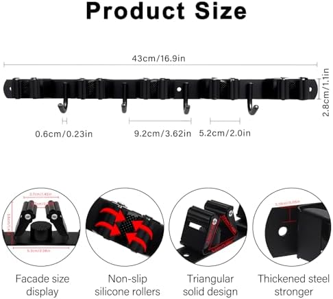 2 Packs SUS304 Heavy Duty Mop and Broom Holder Wall Mount - Image 3