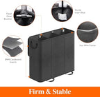 Lifewit Triple Laundry Hamper with Lid, Removable Laundry Bags, Black - Image 3