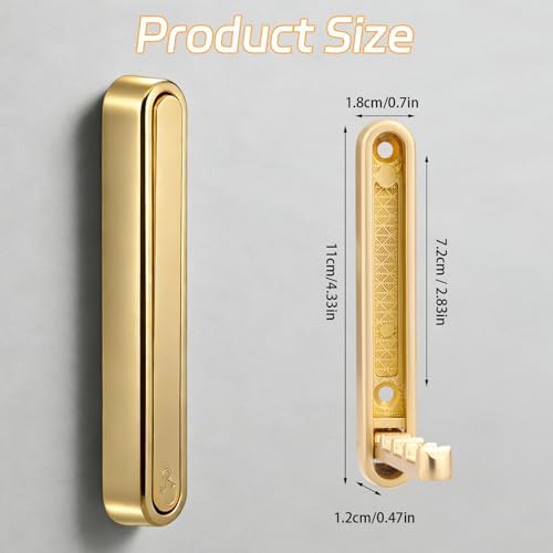 4.33 in Extended Folding Coat Hooks, 2 Pack Gold Wall Hooks, Zinc Alloy - Image 2