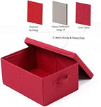 HOONEX Storage Bins with Lids for Organizing, Pack of 2, Storage Boxes with 2 Carrying Handles and Sturdy Heavy Cardboard, 16.5" L x 11.8" W x 7.5" H for Shoes, Books, Clothes, Red - Image 6