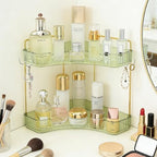 2-Tier Corner Bathroom Organizer Countertop with Hooks, for Makeup, Perfume by Trdongxu
