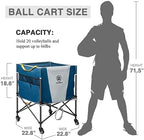 EVER ADVANCED Rolling Ball Storage Cart Lockable Wheels, 33x22.8in/45x25in Collapsible Garage Sports Equipment Organizer for Volleyball Basketball Tennis Toy Storage Multi-Sport Family Gym - Image 5