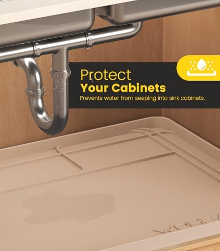 Under Sink Mats for Kitchen Waterproof 34"x22",Khaki - Image 7