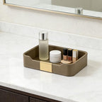 Luxury Leather Valet Tray Desktop Storage Organizer,Bedside Vanity Catchall Tray Nightstand Caddy Holder for Cosmetic,Jewelry,Watch,Keys,Phone,Wallet,Remote Controller,Pen,Olive Green - Image 4