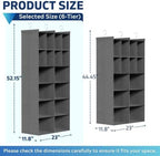 6 Tier Hanging Closet Organizer, 16 Compartments Dual Row Storage, Grey | Closet Organizers and Storage with Large & Small Pockets, 3 Sturdy Hooks Support Heavy Loads, Ideal for Dorm, Garment Rack - Image 2