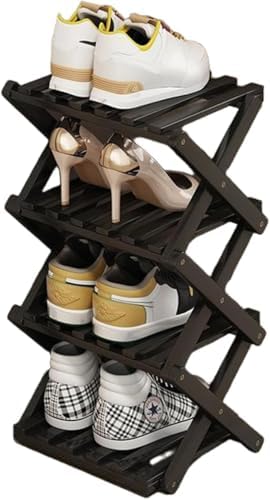YYW Bamboo Shoe Rack, Foldable Vertical Free Standing Shoe Storage Shelf by YYW