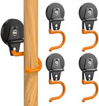 3-H Magnetic Mop Broom Holder and Mop Organizer 4 Pack, Heavy Duty Strong Utility Magnetic Tools Holde, Anti-Slip Strong Metal Garden Tool Rack for Garage, Laundry, Garden (Orange) by 3-H