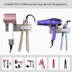 Hair Dryer Holder Wall Mounted, Stainless Steel Blow Dryer Holder for Bathroom, Hair Dryer and Straightener Holder Adhesive or Drilling, Hair Tool Organizer for Salon Barber Shops Banjekt - Image 2