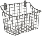 Spectrum Large Wall Mounted Wire Basket Industrial Gray Kitchen Wall Mount Organizer Storage Basket, Wire Basket for Kitchen Bathroom Pantry Organization, Wall Hanging Wire Caddy for Modern Homes by Spectrum
