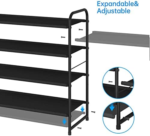 Simple Trending 4-Tier Stackable Shoe Rack, Expandable Shoe Shelf, Black - Image 4